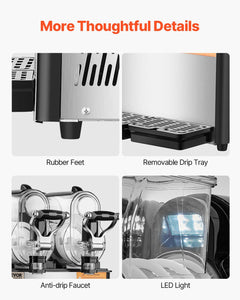 Commercial Slushy Machine, 3LX2 Tank Slush Drink Maker, Drink Machine With Temperature Preservation, Stainless Steel Home Slush Drink Machine With Automatic Clean, Black