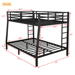 Metal Full XL Over Queen Bunk Bed For Teens And Adults,Space-Saving Noise Reduced No Box Spring Needed