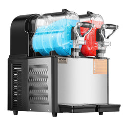 Commercial Slushy Machine, 3LX2 Tank Slush Drink Maker, Drink Machine With Temperature Preservation, Stainless Steel Home Slush Drink Machine With Automatic Clean, Black