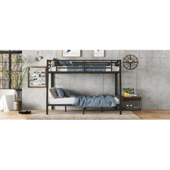 Metal Full XL Over Queen Bunk Bed For Teens And Adults,Space-Saving Noise Reduced No Box Spring Needed