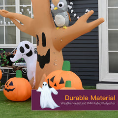 HOMCOM 7.5 Tall Lighted Halloween Inflatables Outdoor Decorations Haunted Tree With Owl, Ghost, Pumpkins, Blow Up LED Yard Decor For Garden, Lawn, Party, Holiday, Waterproof