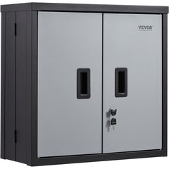 VEVOR Foldable Wall Cabinet, Metal Garage Cabinet Wall Mounted 26 Small Cabinet 240 LBS Loading Capacity Adjustable Shelf Magnetic Door File Locker For Garage Office Home Black