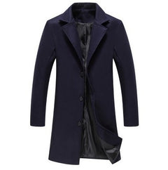 Autumn And Winter Men's Solid Color Casual Business Woolen Coats