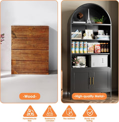 Metal Arched Bookcase, Large Size Freestanding Black Arch Storage Cabinets For Home Office Bookshelf Living Room
