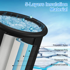 1Pc 97Gal Large Size Ice BathTub With Cover For Adults Athletes Recovery Cold Water Therapy Outdoor Portable Cold Plunge Tub 660LBS Load Capacity 33.46x33.46x29.52in