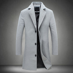 Autumn And Winter Men's Solid Color Casual Business Woolen Coats