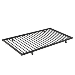 Twin Over Full With Trundle Metal Bunk Bed , No Box Spring Needed, Easy Assemble