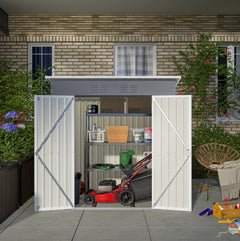 6'x4' Outdoor Metal Storage Shed For Garden Tools Lockable Door With Floor Frame