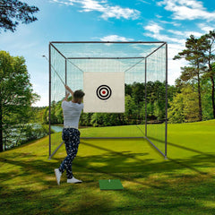 10X10X10FT Golf Practice Net Cage With Metal Frame Hitting Net Kit Indoor Outdoor