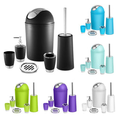 Bathroom Accessories Set 6 Pcs Bathroom Set Ensemble Complete Soap Dispenser Toothbrush Holder Tumbler Soap Dish Toilet Cleaning Brush Trash Can