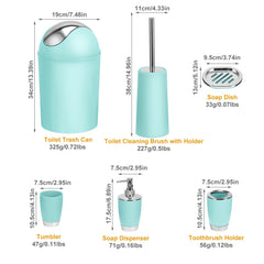 Bathroom Accessories Set 6 Pcs Bathroom Set Ensemble Complete Soap Dispenser Toothbrush Holder Tumbler Soap Dish Toilet Cleaning Brush Trash Can