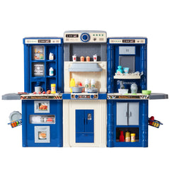Christmas Gift VEVOR Kitchen Playset Kids Pretend Cooking Play Toy 74 Piece Accessories Blue