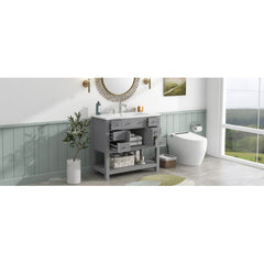 36   Bathroom Vanity With Top Sink, Modern Bathroom Storage Cabinet With 2 Soft Closing Doors And 6 Drawers, Single Sink Bathroom Vanity