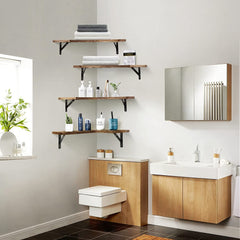 4Packs Per Set Corner Floating Shelf Wall Mount Display Storage Shelf Organizer Wood Metal Bedroom Living Room Decoration