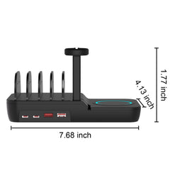 70W Charging Station For Multiple Devices, 5 In 1 Fast Charging Dock With 10W Max Wireless Charger And 4 Ports , 30W USB C PD Fast Charging For IPad, IPhone,Tablets,Kindle
