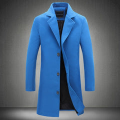 Autumn And Winter Men's Solid Color Casual Business Woolen Coats