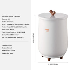 VEVOR Towel Warmer Bucket, 20L Large Towel Warmer For Bathroom, Auto Shut Off Towel Heater With 4-Level Timer Fits Up To Two Oversized Towels, Bathrobes, Blankets, ETL & FCC Certified
