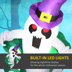 Outsunny 4ft Inflatable Halloween Decoration, Lighted Window Sticker Ghost In Hat, Blow Up Outdoor LED Yard Display, Waterproof