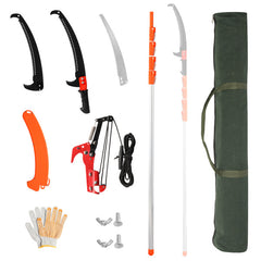 24FT Silver Orange Telescopic Aluminum Tube Plastic Rod Tool