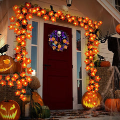 Simulation Maple Leaf Light String Thanksgiving Halloween Room Decoration Arrangement Battery Box