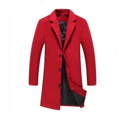 Autumn And Winter Men's Solid Color Casual Business Woolen Coats