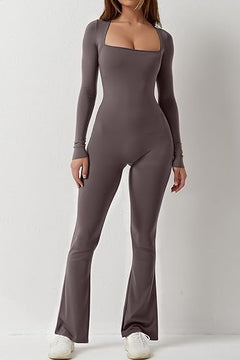 Square Collar One-piece Bell Bottom Pants