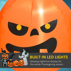 7.5ft Inflatable Halloween Pumpkin Ghost Family, Blow Up LED Display For Garden Indoor Outdoor