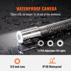 Pipeline Inspection Camera With DVR Function, IP68 Camera With 12 Adjustable LEDs, A 16 GB SD Card For Sewer Line, Home, Duct Drain Pipe Plumbing
