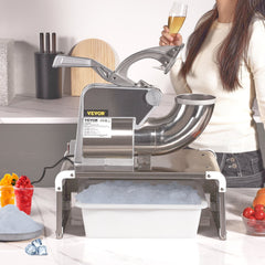 VEVOR Ice Crushers Machine, 661lbs Per Hour Electric Snow Cone Maker With 4 Blades, Stainless Steel Shaved Ice Machine With Cover, 300W Ice Shaver Machine For Margaritas, Home And Commercial Use