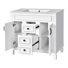 36'' Bathroom Vanity With Top Sink, Modern Bathroom Storage Cabinet With 2 Soft Closing Doors And 2 Drawers, Single Sink Bathroom Vanity