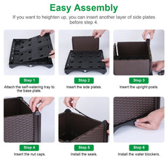 1 Set Raised Garden Bed Plant Growth Box With Self-watering System For Garden Patio Balcony Elevated Planter Box For Flowers Vegetables Herbs