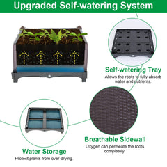 1 Set Raised Garden Bed Plant Growth Box With Self-watering System For Garden Patio Balcony Elevated Planter Box For Flowers Vegetables Herbs