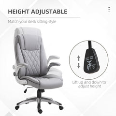Vinsetto High Back Faux Leather Home Office Chair Rocker With Adjustable Armrest For Home Office, Gray