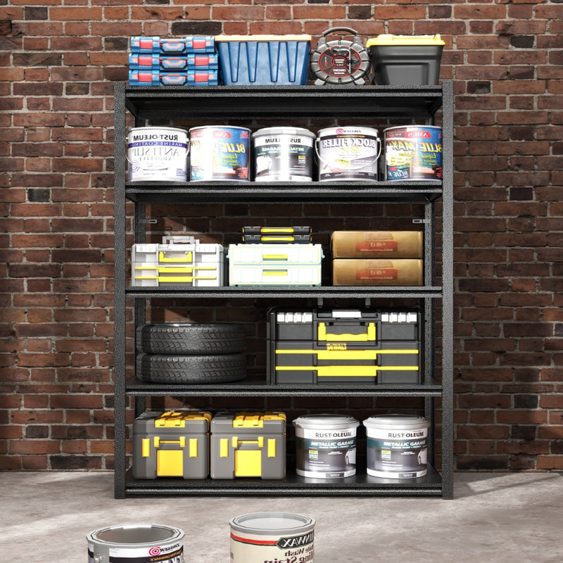 5 Tier Metal Shelves For Storage Garage Shelving 2000LBS Heavy Duty Storage Shelves Adjustable Garage Shelf Industrial Shelving Unit Storage Utility Rack,Black