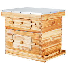 Bee Hive 20 Frame Bee Hives Starter Kit, Beeswax Coated Cedar Wood, Bee Boxes Langstroth Beehive Kit, Transparent Acrylic Windows With Foundations For Beginners Pro Beekeepers