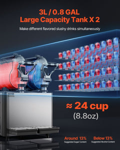 Commercial Slushy Machine, 3LX2 Tank Slush Drink Maker, Drink Machine With Temperature Preservation, Stainless Steel Home Slush Drink Machine With Automatic Clean, Black