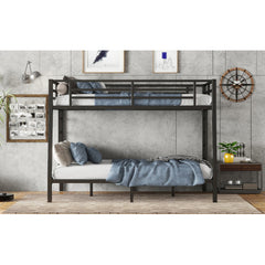 Metal Full XL Over Queen Bunk Bed For Teens And Adults,Space-Saving Noise Reduced No Box Spring Needed