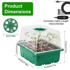 5Packs Seed Starter Tray With Grow Light Humidity Dome Germination Kit With 5-Level Brightness 4 Timers For Indoor Greenhouse