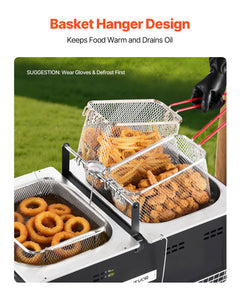 16QTx2 Outdoor Propane Deep Fryer Commercial Free Standing Cooker Two Tank