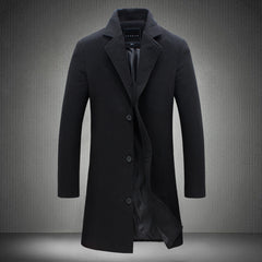 Autumn And Winter Men's Solid Color Casual Business Woolen Coats