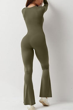 Square Collar One-piece Bell Bottom Pants