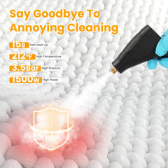 1500W Handheld High Temperature And Pressure Steamer Cleaner With 1200ML Tank 8 Accessories 6 Steam Levels Digital Display Handle Control For Dirt Grease Grout Tile Floor Couch Car