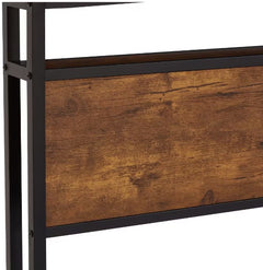 Full Size Metal Platform Bed Frame With Wooden Headboard And Footboard With USB LINER