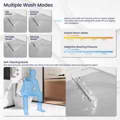Smart Bidet Toilet Seat With Side Knob Adjustable Heated Seat With Water Temperature And Pressure Adjustment Portable Bidet With Automatic Nozzle Cleaning
