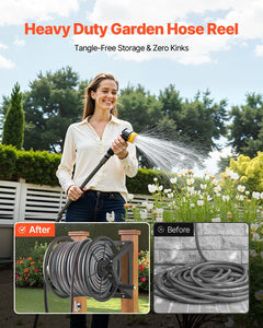 Wall Mounted Garden Hose Reel 200ft Manual Hose Winder Brass Fitting