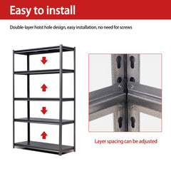 5 Tier Metal Shelves For Storage Garage Shelving 2000LBS Heavy Duty Storage Shelves Adjustable Garage Shelf Industrial Shelving Unit Storage Utility Rack,Black