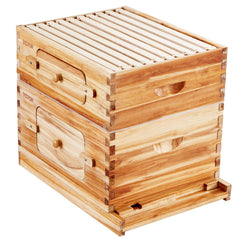 Bee Hive 20 Frame Bee Hives Starter Kit, Beeswax Coated Cedar Wood, Bee Boxes Langstroth Beehive Kit, Transparent Acrylic Windows With Foundations For Beginners Pro Beekeepers