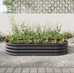 Raised Garden Bed Outdoor, Oval Metal Planter For Plants, Vegetables, Flowers
