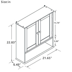 Bathroom Wall Cabinet With Doule Mirror Doors And Shelvs