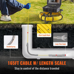 Pipeline Inspection Camera With DVR Function, IP68 Camera With 12 Adjustable LEDs, A 16 GB SD Card For Sewer Line, Home, Duct Drain Pipe Plumbing